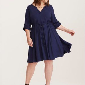 Open Back Tie Waist Jersey Dress